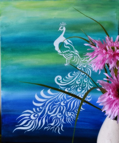 Multicolour Abstract Peacock Painting